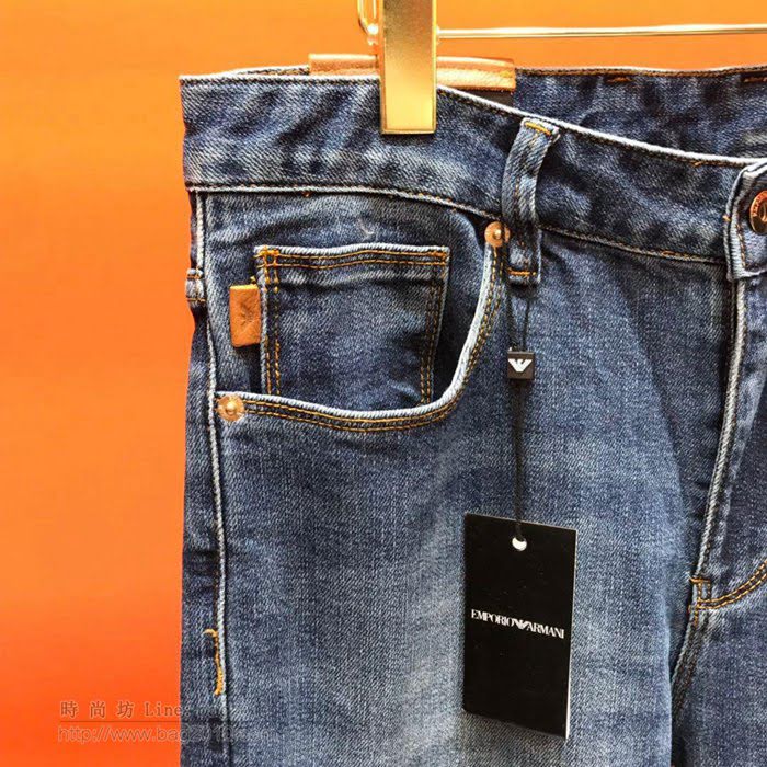 Armani男裝 19/20FW新款牛仔褲 阿瑪尼藍色洗水牛仔長褲  tzy2386